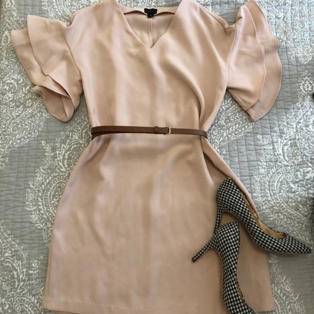Worthington Ruffle Sleeve Pale Pink Shift Dress